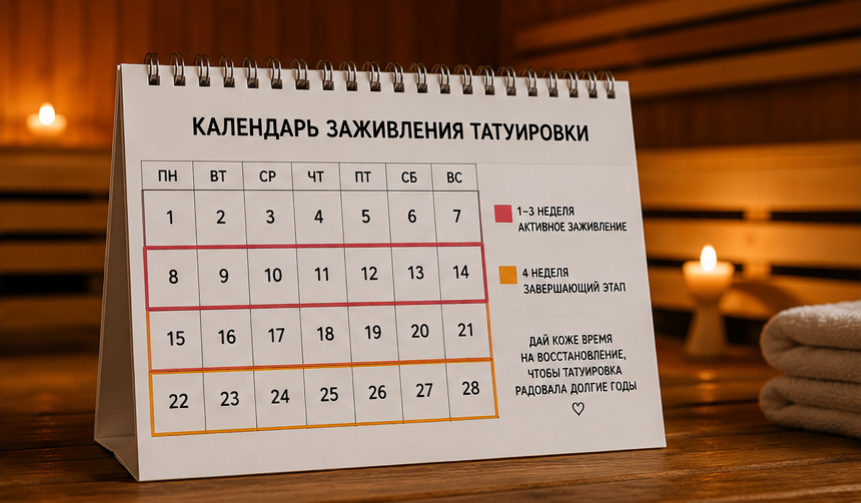 время заживления татуировки